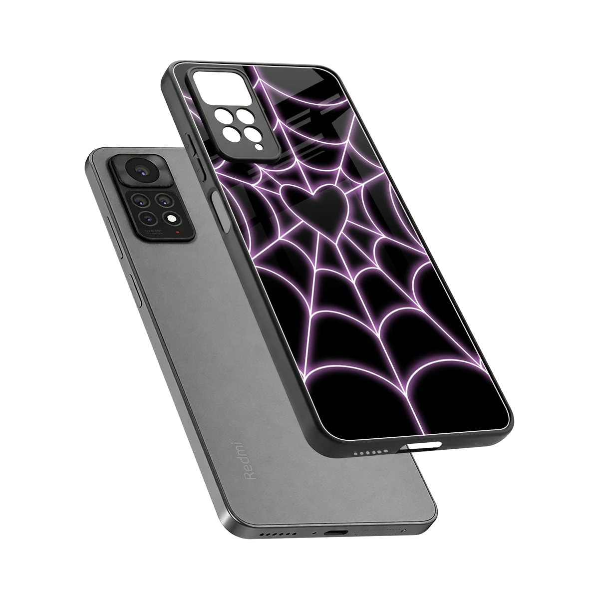 Black Jelly Bean sleek redmi note 11 pro cover with tempered glass back and TPU edges