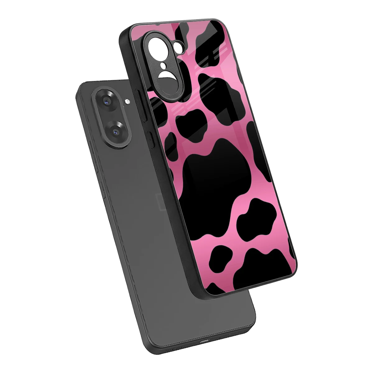 Black Pink Swirl sleek oneplus nord ce5 5g cover with tempered glass back and TPU edges