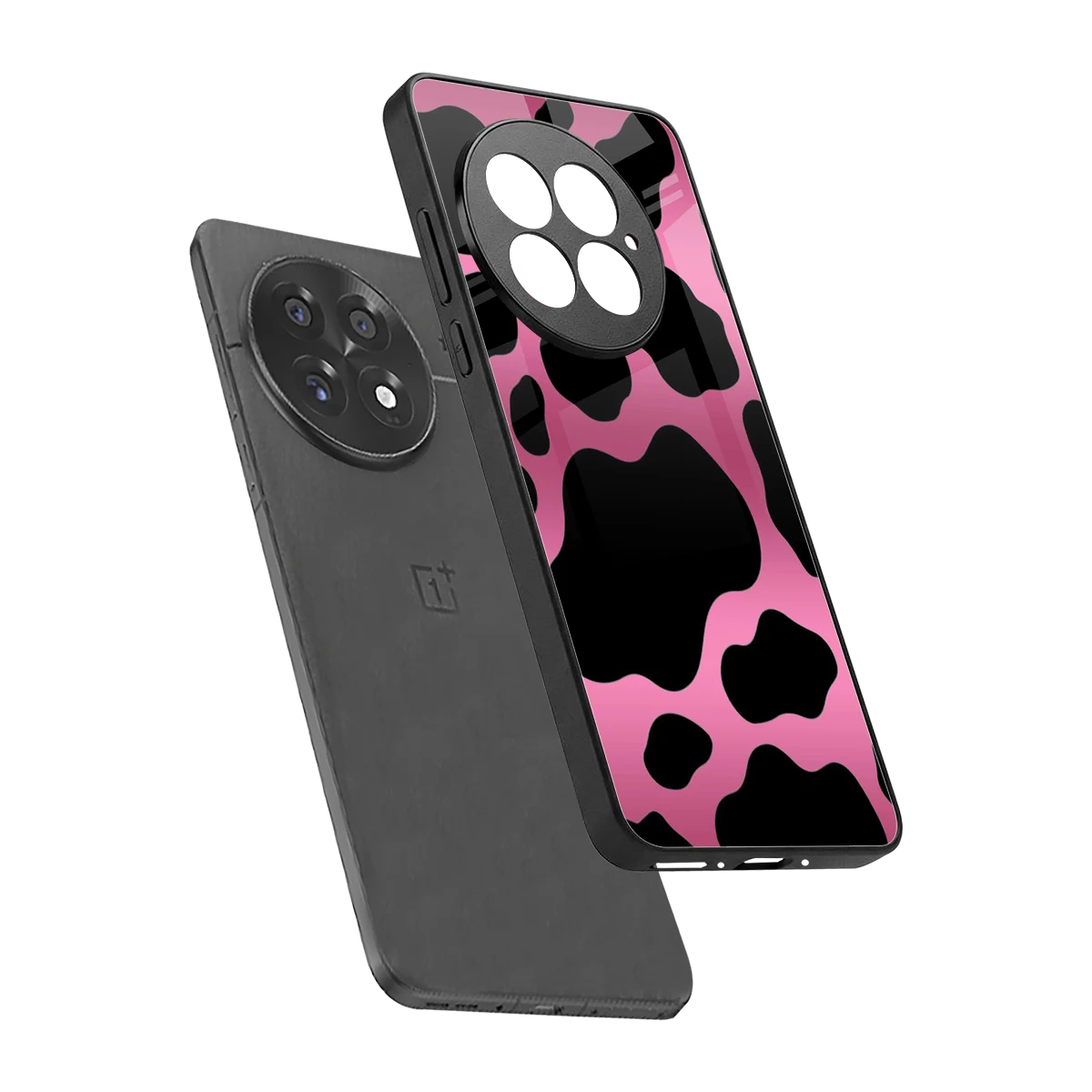 Black Pink Swirl sleek oneplus 13 cover with tempered glass back and TPU edges