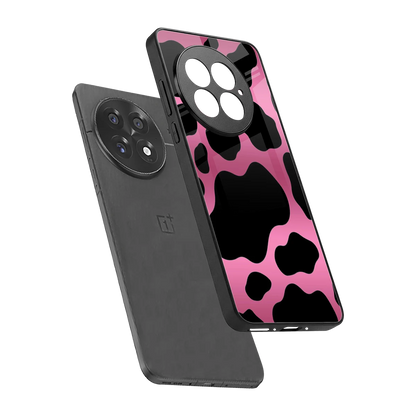 Black Pink Swirl sleek oneplus 13 cover with tempered glass back and TPU edges