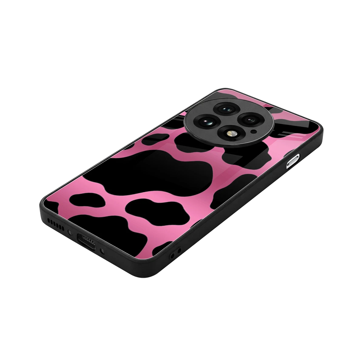 Black Pink Swirl stylish phone case for oneplus 13 | glossy glass and slim fit