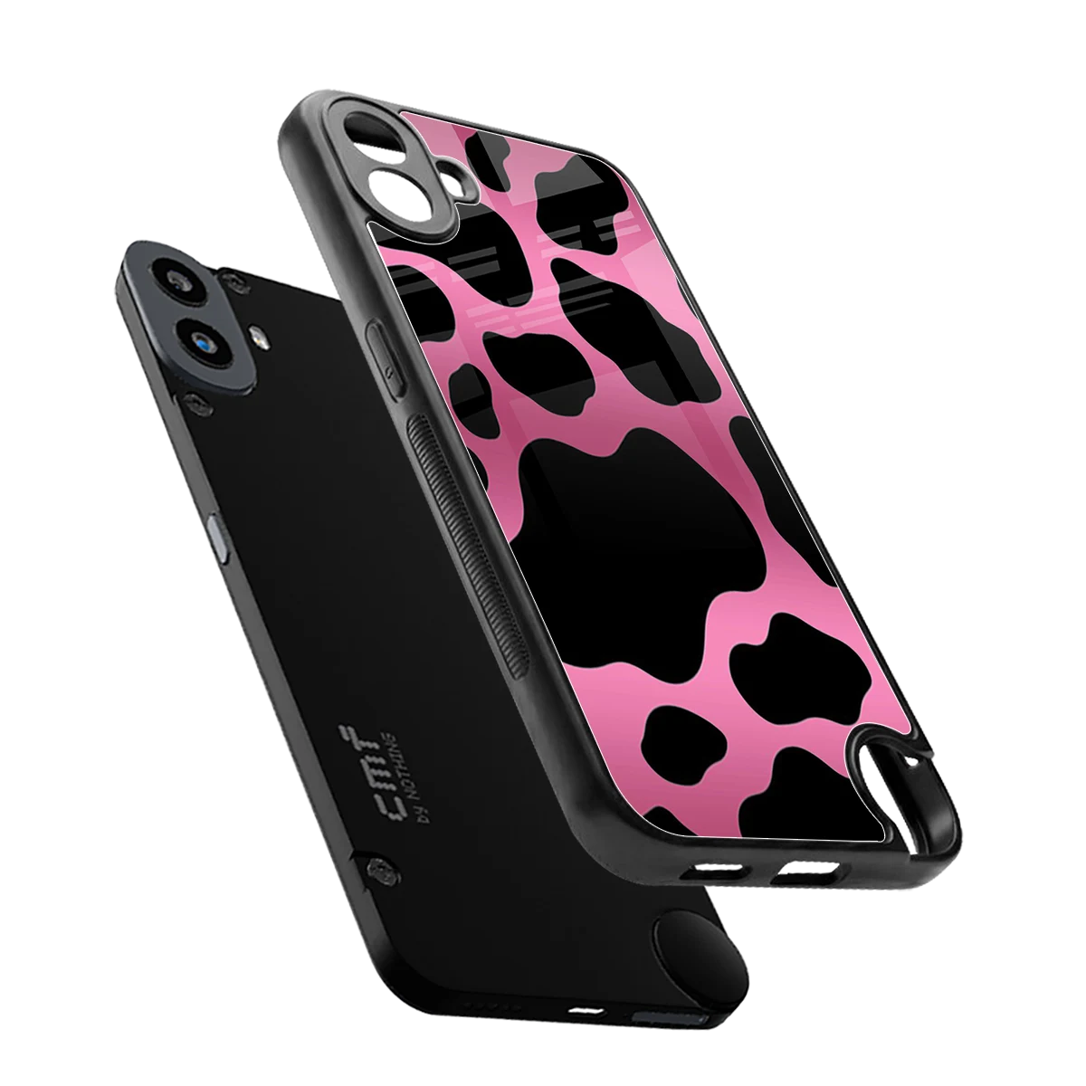 Black Pink Swirl sleek cmf nothing phone 1 cover with tempered glass back and TPU edges