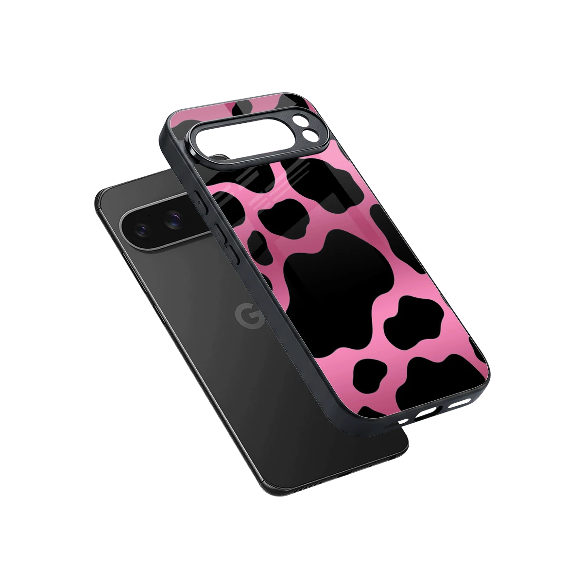 Black Pink Swirl sleek google pixel 10 pro xl cover with tempered glass back and TPU edges