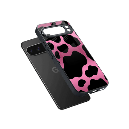 Black Pink Swirl sleek google pixel 10 pro xl cover with tempered glass back and TPU edges