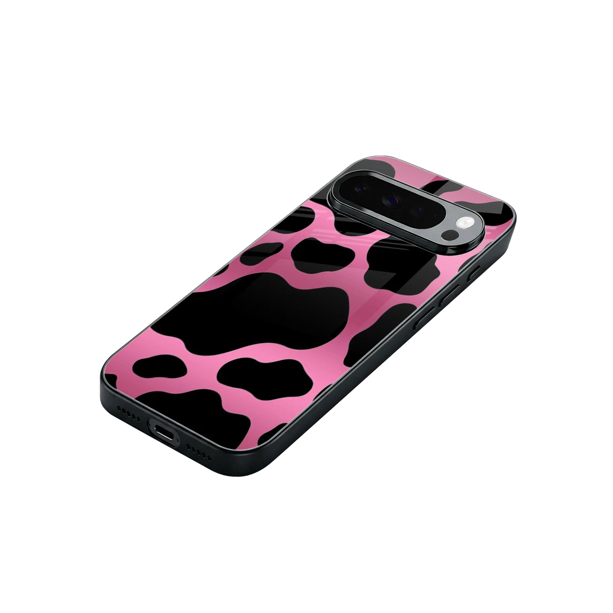 Black Pink Swirl stylish phone case for google pixel 10 pro xl | glossy glass and slim fit