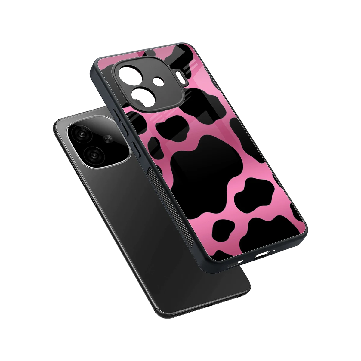Black Pink Swirl sleek iqoo neo 10r 5g cover with tempered glass back and TPU edges