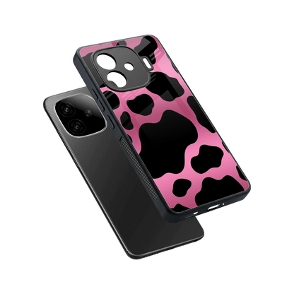 Black Pink Swirl sleek iqoo neo 10r 5g cover with tempered glass back and TPU edges
