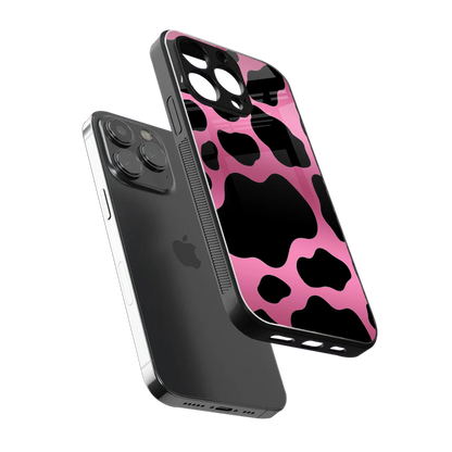 Black Pink Swirl sleek iphone 14 pro max cover with tempered glass back and TPU edges