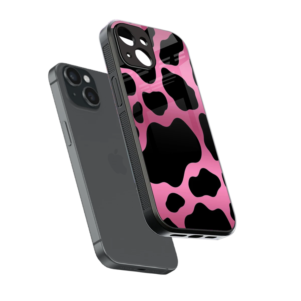 Black Pink Swirl sleek iphone 13 cover with tempered glass back and TPU edges