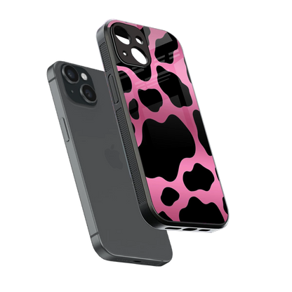 Black Pink Swirl sleek iphone 13 cover with tempered glass back and TPU edges