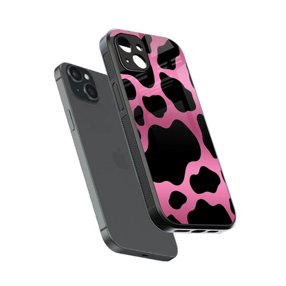 Black Pink Swirl sleek iphone 14 plus cover with tempered glass back and TPU edges