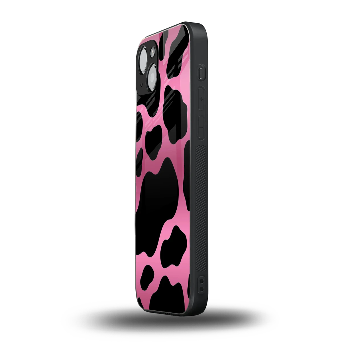 Black Pink Swirl iphone 14 plus mobile cover | shockproof glass phone case