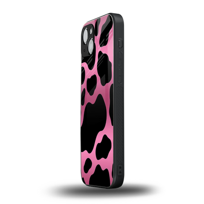 Black Pink Swirl iphone 14 plus mobile cover | shockproof glass phone case