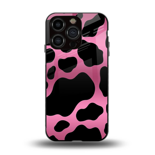 Black Pink Swirl back phone cover | glass case for iphone 15 pro