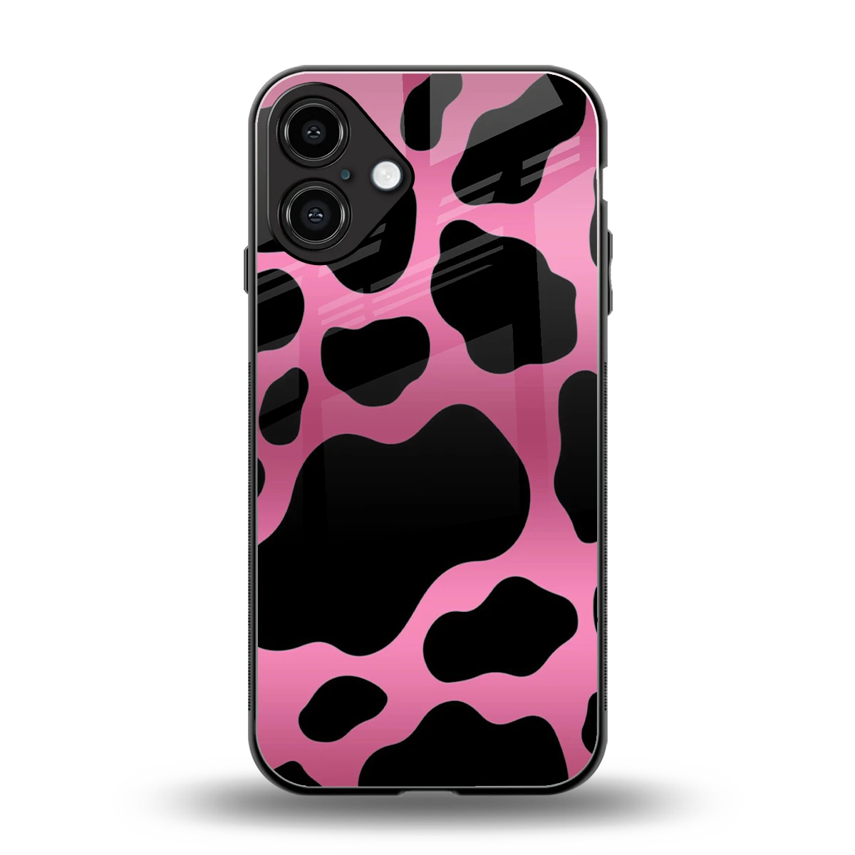 Black Pink Swirl back phone cover | glass case for iphone 16 plus