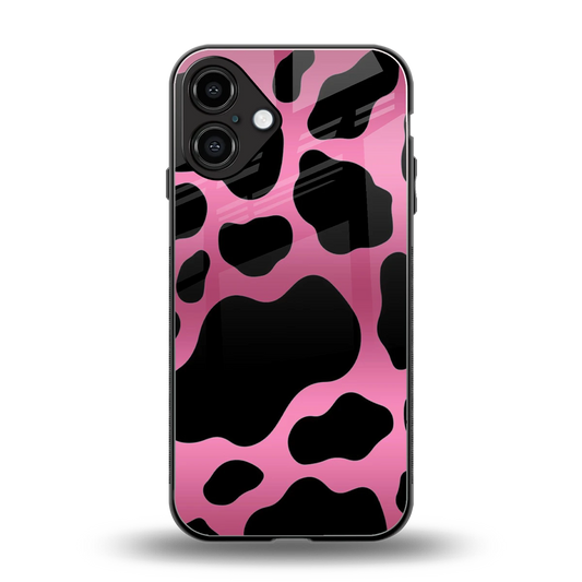 Black Pink Swirl back phone cover | glass case for iphone 16 plus