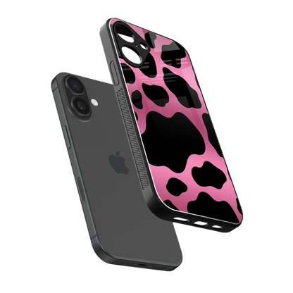 Black Pink Swirl sleek iphone 16 plus cover with tempered glass back and TPU edges