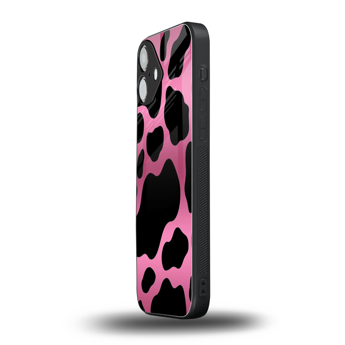 Black Pink Swirl iphone 16 plus mobile cover | shockproof glass phone case