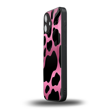 Black Pink Swirl iphone 16 plus mobile cover | shockproof glass phone case