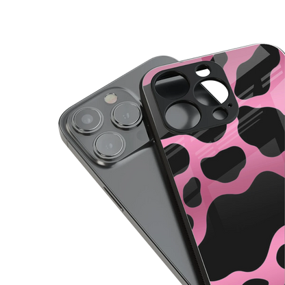 Black Pink Swirl stylish phone case for iphone 15 | glossy glass and slim fit