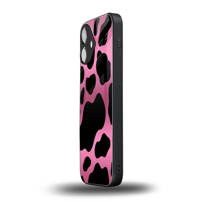 Black Pink Swirl iPhone 16 mobile cover | shockproof glass phone case