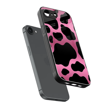 Black Pink Swirl sleek iphone 16e cover with tempered glass back and TPU edges