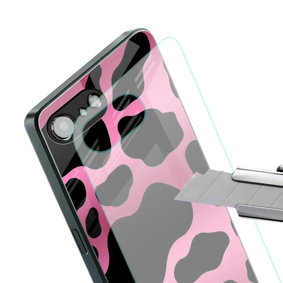 Black Pink Swirl stylish phone case for iphone 16e | glossy glass and slim fit