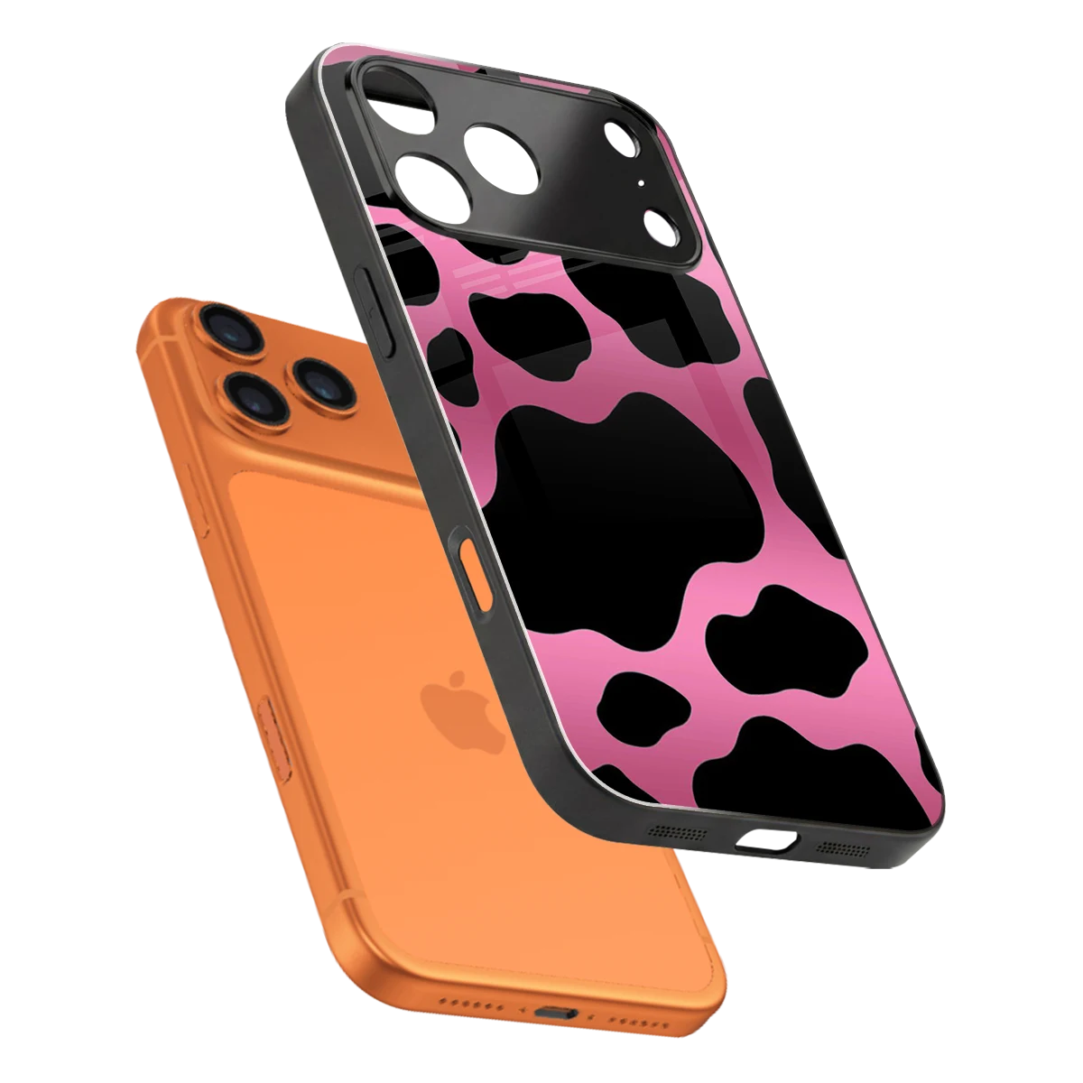 Black Pink Swirl sleek iphone 17 pro cover with tempered glass back and TPU edges