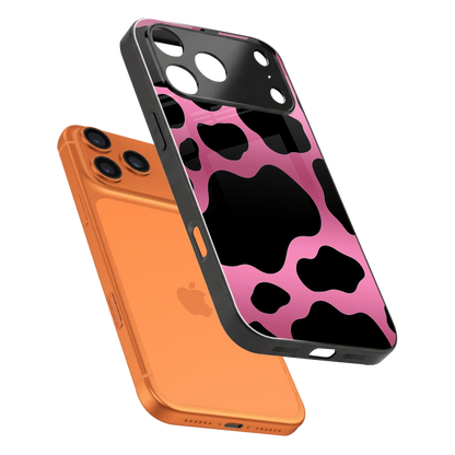 Black Pink Swirl sleek iphone 17 pro cover with tempered glass back and TPU edges