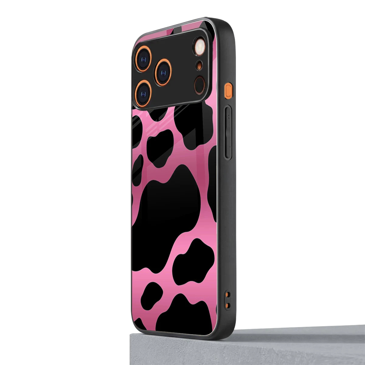 Black Pink Swirl iphone 17 pro mobile cover | shockproof glass phone case