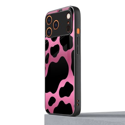 Black Pink Swirl iphone 17 pro mobile cover | shockproof glass phone case