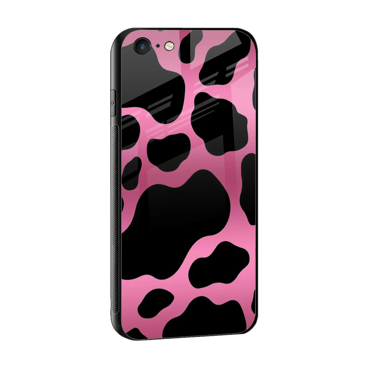 Black Pink Swirl sleek iphone 6 cover with tempered glass back and TPU edges