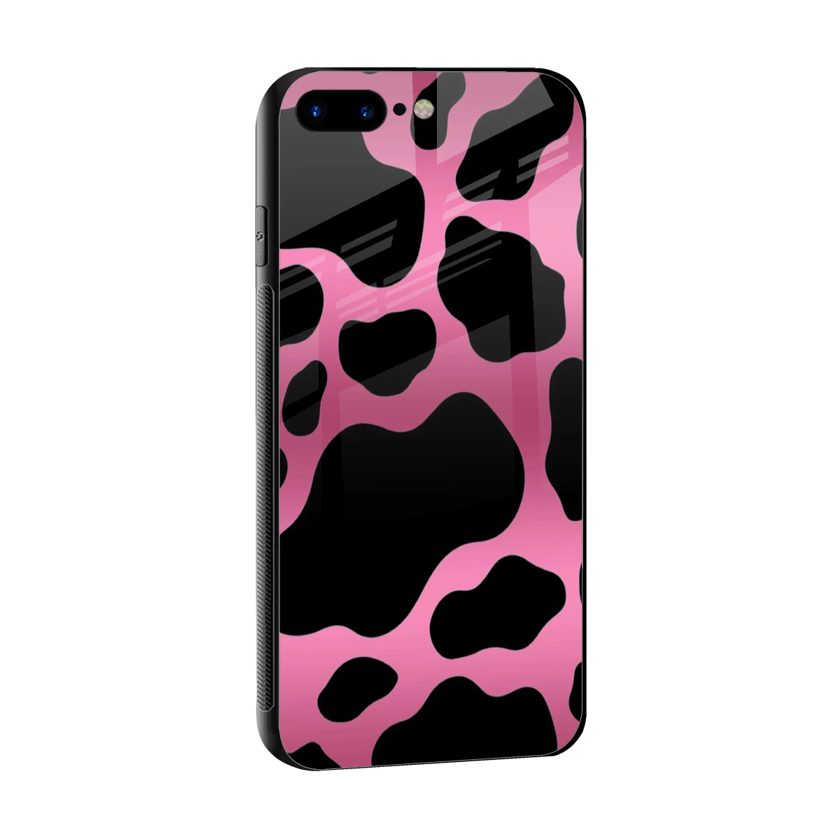 Black Pink Swirl sleek iphone 8 plus cover with tempered glass back and TPU edges