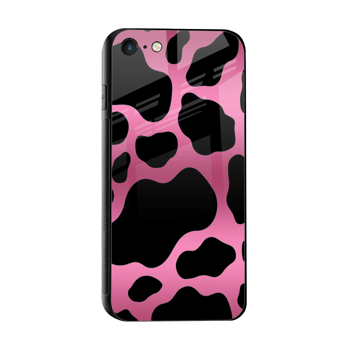 Black Pink Swirl sleek iphone 7 cover with tempered glass back and TPU edges