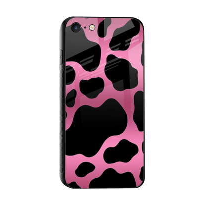 Black Pink Swirl sleek iphone 7 cover with tempered glass back and TPU edges