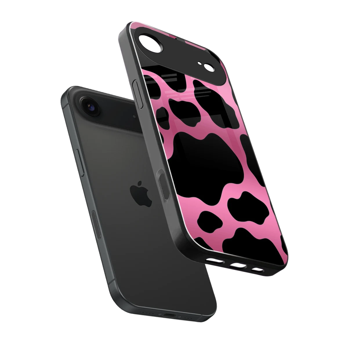 Black Pink Swirl sleek iphone air cover with tempered glass back and TPU edges