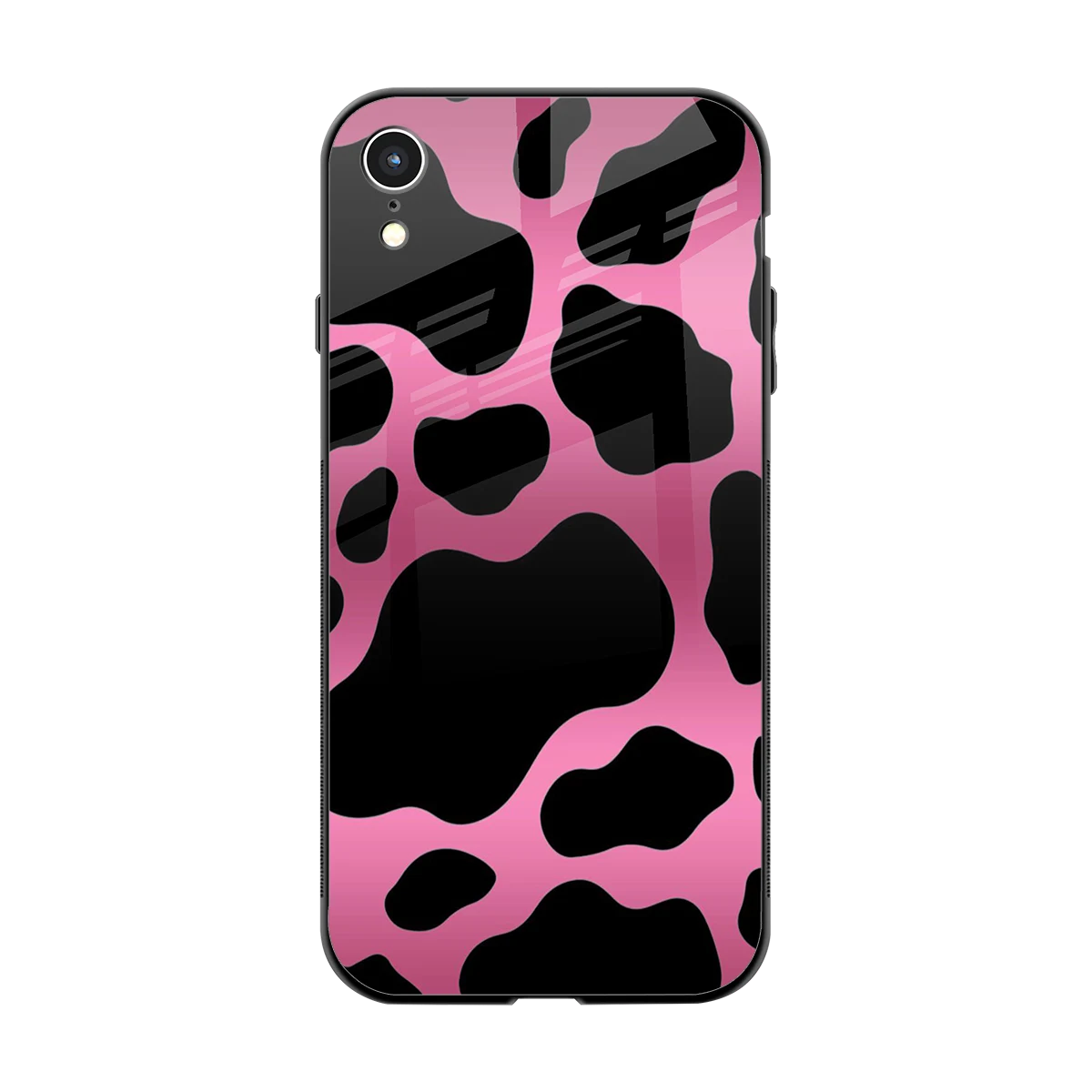 Black Pink Swirl back phone cover | glass case for iphone xr