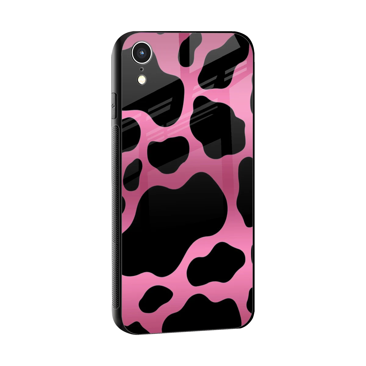 Black Pink Swirl sleek iphone xr cover with tempered glass back and TPU edges