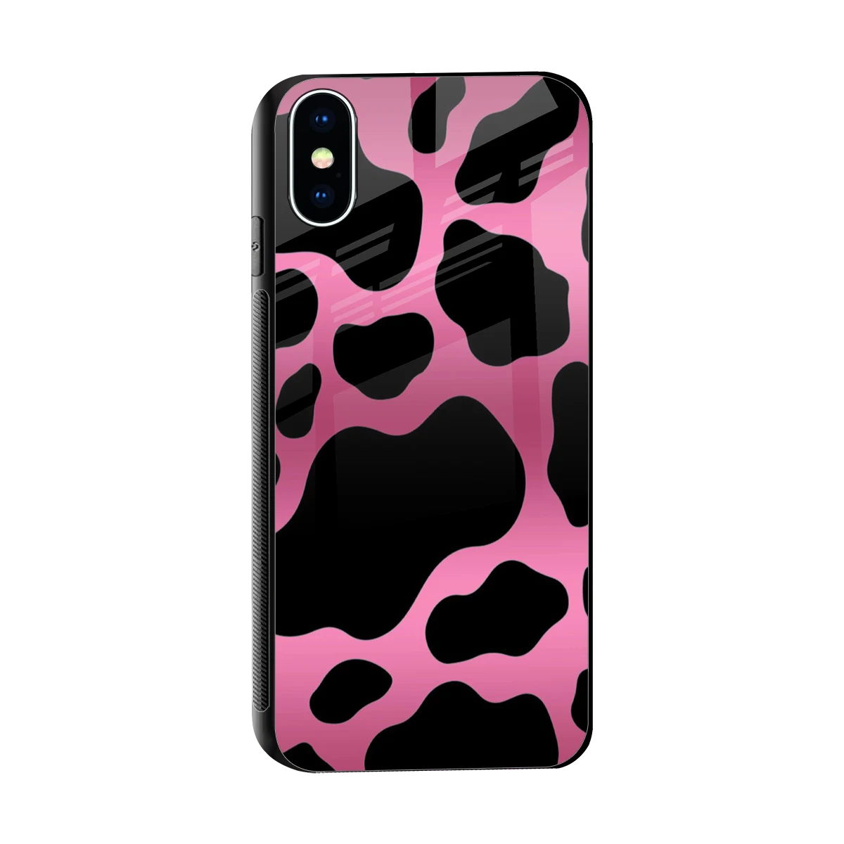 Black Pink Swirl sleek iphone xs cover with tempered glass back and TPU edges