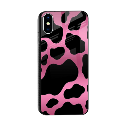Black Pink Swirl sleek iphone xs cover with tempered glass back and TPU edges