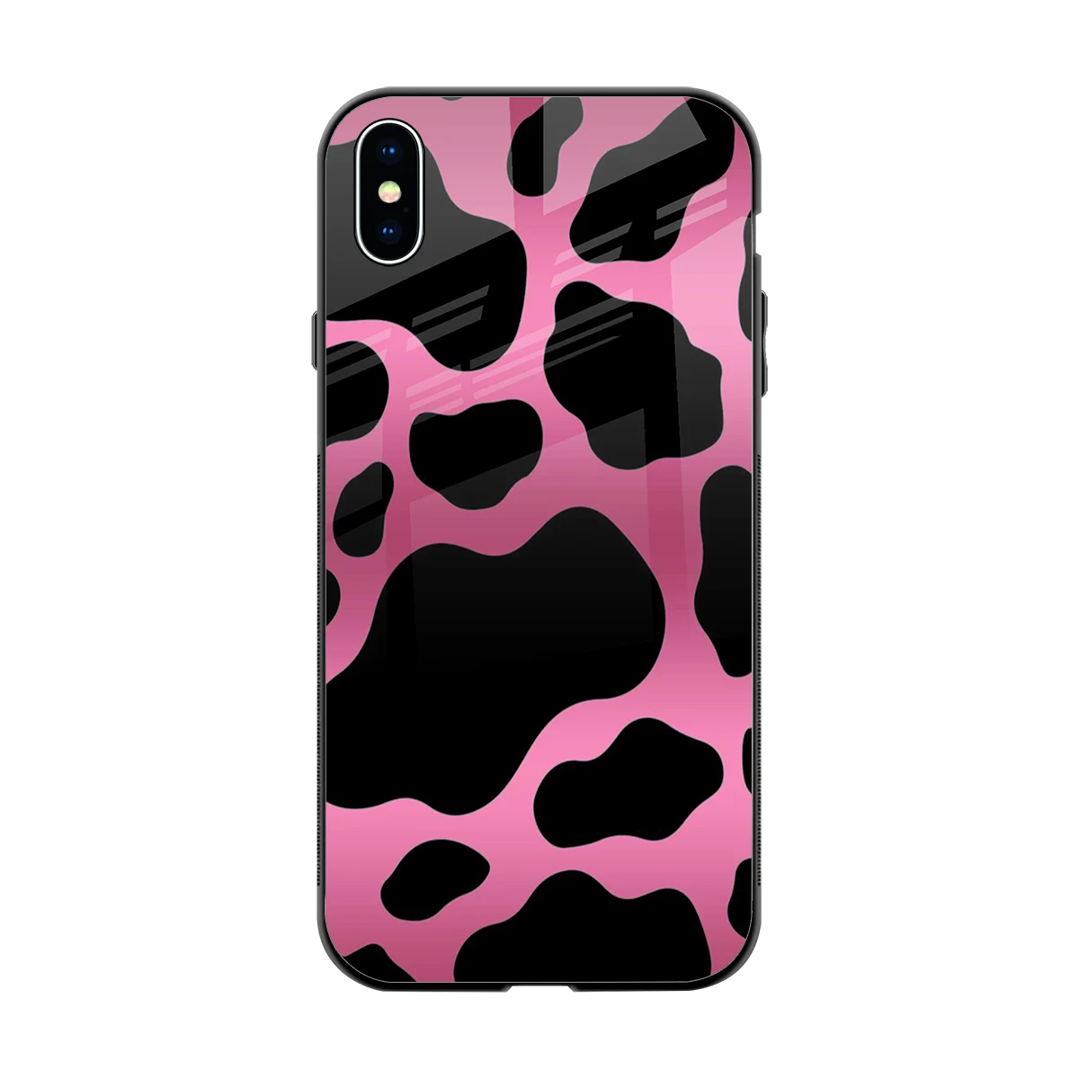 Black Pink Swirl back phone cover | glass case for iphone xs max