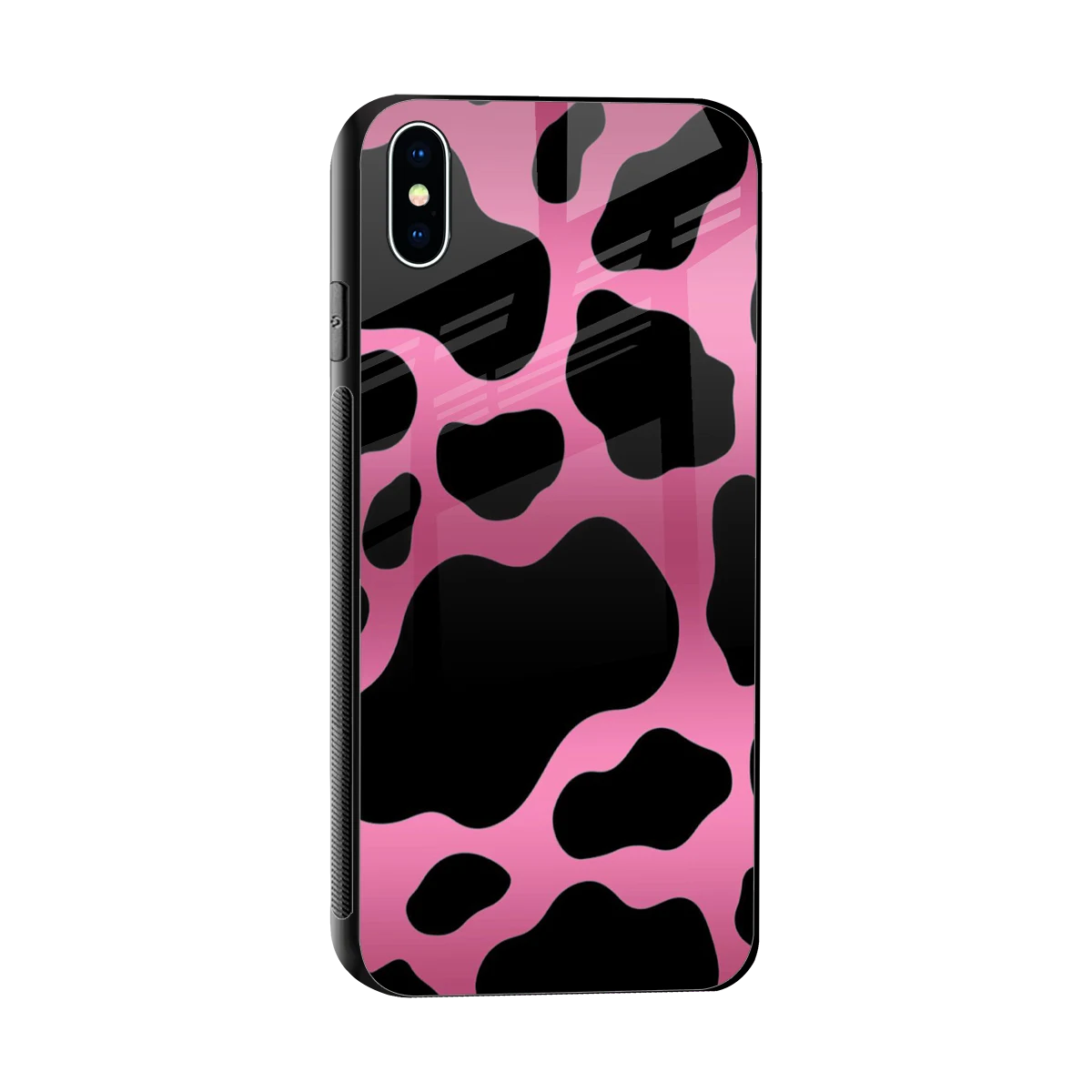Black Pink Swirl sleek iphone xs max cover with tempered glass back and TPU edges
