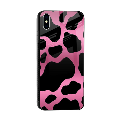 Black Pink Swirl sleek iphone xs max cover with tempered glass back and TPU edges