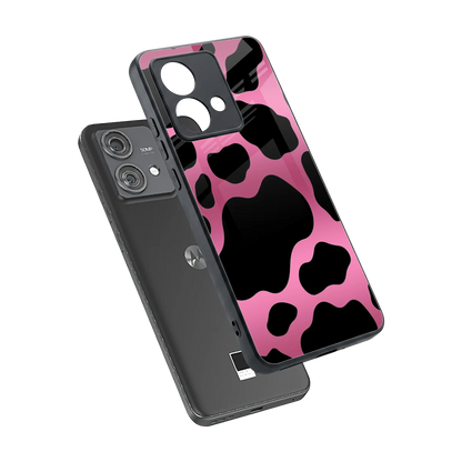 Black Pink Swirl sleek motorola edge 40 neo 5g cover with tempered glass back and TPU edges