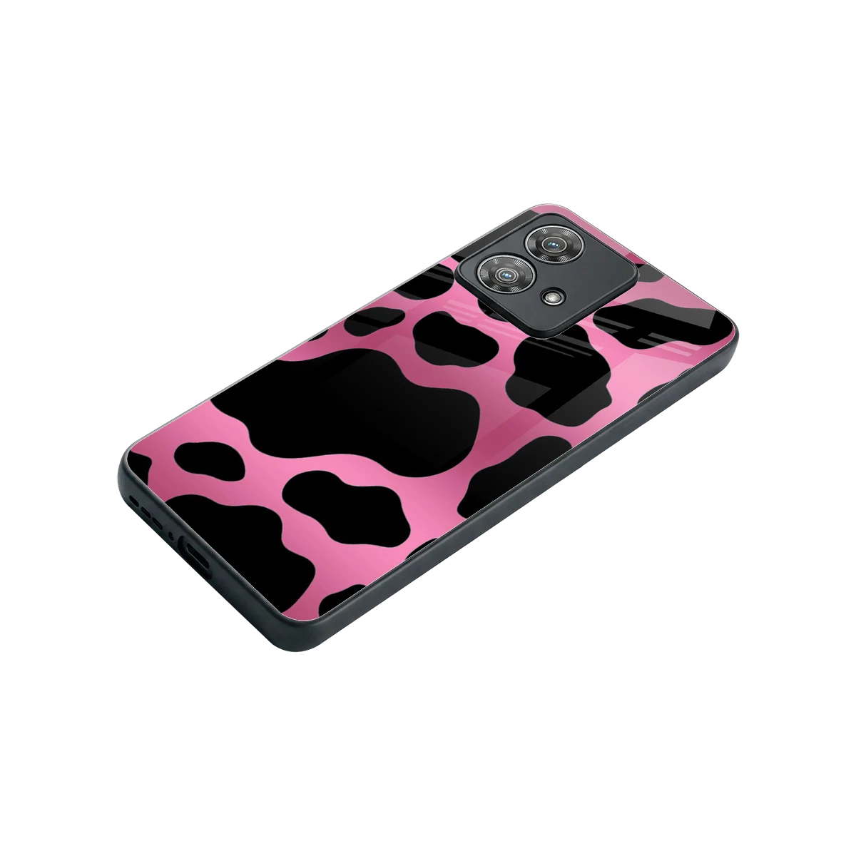 Black Pink Swirl stylish phone case for motorola edge 40 neo 5g | glossy glass and slim fit