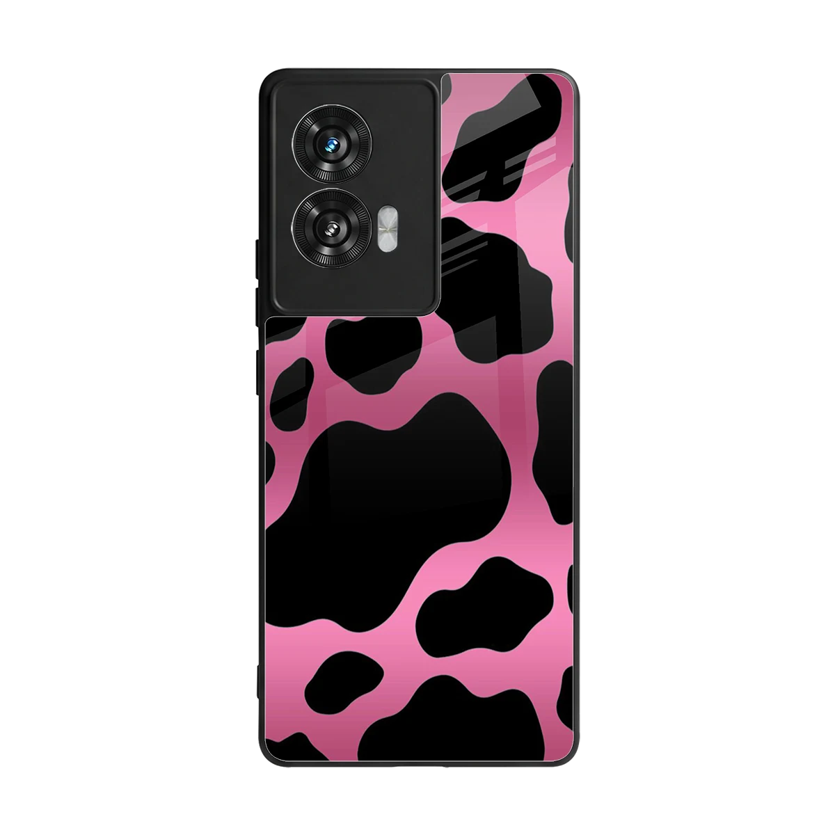 Black Pink Swirl back phone cover | glass case for motorola edge 50 fusion