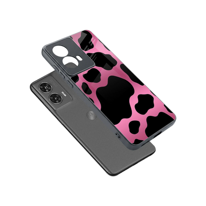 Black Pink Swirl sleek motorola edge 50 fusion cover with tempered glass back and TPU edges