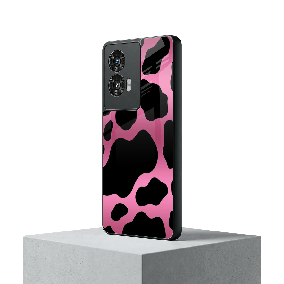 Black Pink Swirl motorola edge 50 fusion mobile cover | shockproof glass phone case