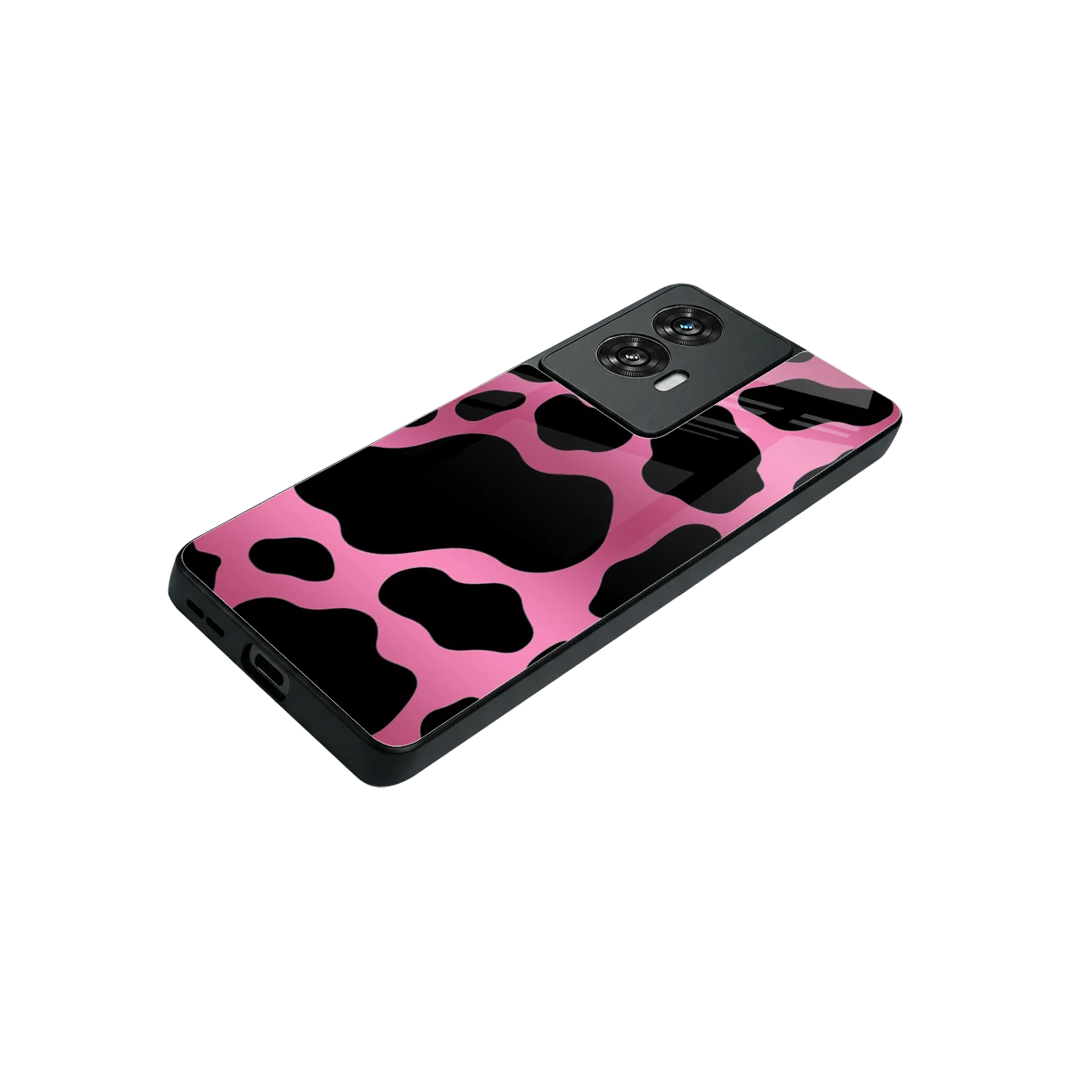 Black Pink Swirl stylish phone case for motorola edge 50 fusion | glossy glass and slim fit