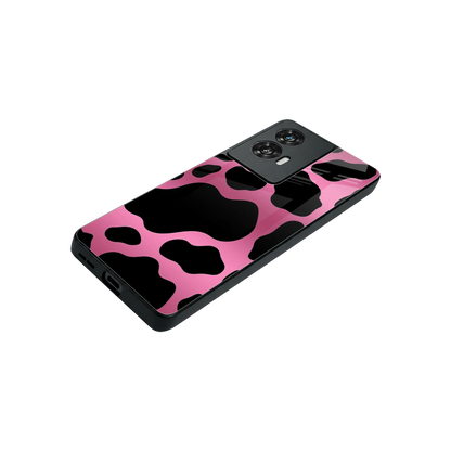 Black Pink Swirl stylish phone case for motorola edge 50 fusion | glossy glass and slim fit